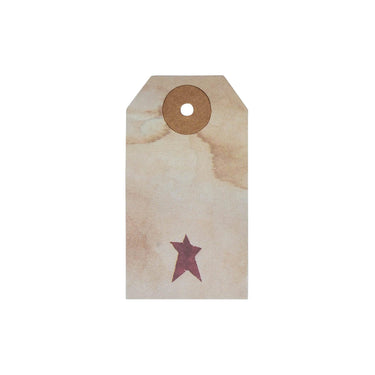 Primitive Star Tea Stained Paper Tag Burgundy 2.75x1.5 w/ Twine Set of 50 - The Fox Decor